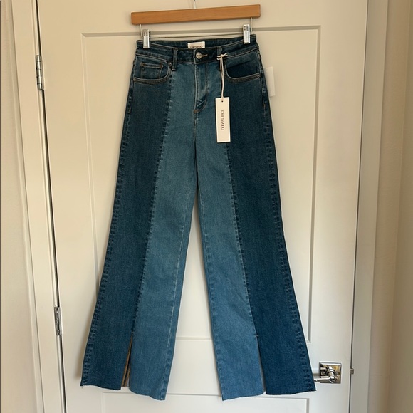 DRIFTWOOD TWO TONE WIDE LEG DENIM JEANS PANTS SIZE 28 MSRP 148.00 NWT - Picture 4 of 11